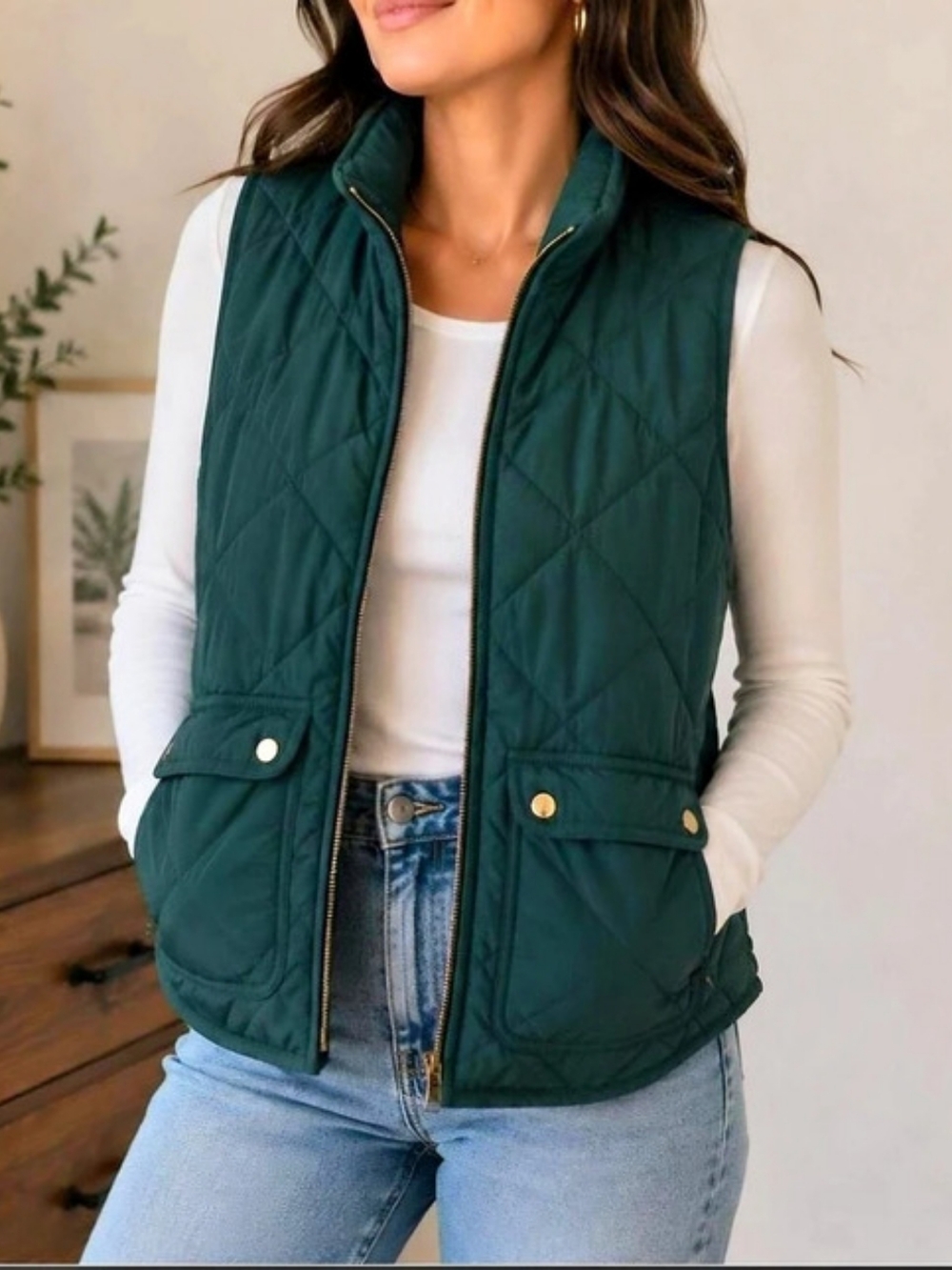 J.Crew Excursion Quilted Vest Green XS NWT